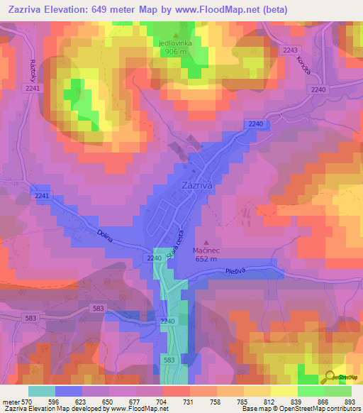 Zazriva,Slovakia Elevation Map
