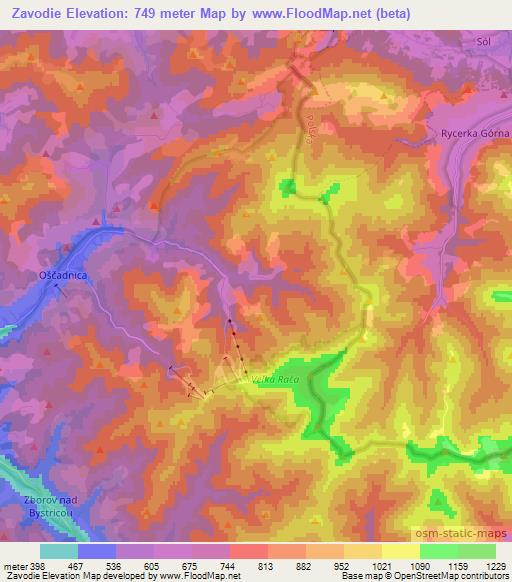 Zavodie,Slovakia Elevation Map