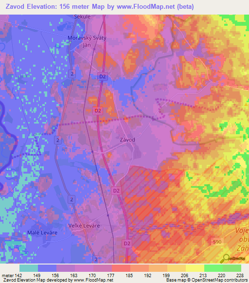 Zavod,Slovakia Elevation Map