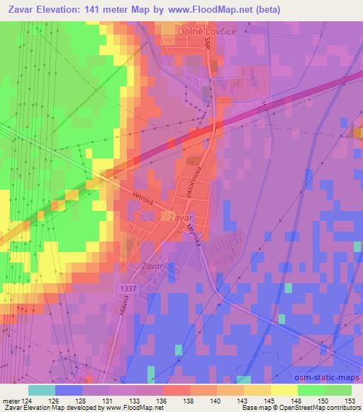 Zavar,Slovakia Elevation Map