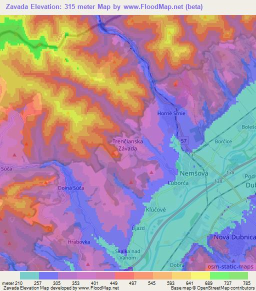 Zavada,Slovakia Elevation Map