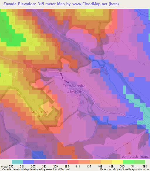 Zavada,Slovakia Elevation Map