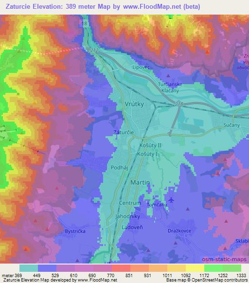 Zaturcie,Slovakia Elevation Map