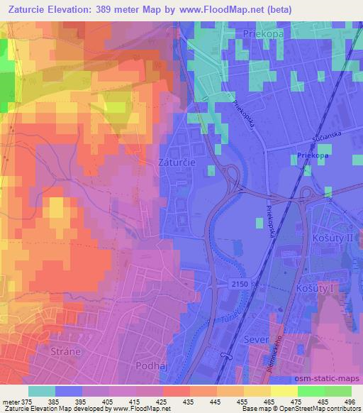 Zaturcie,Slovakia Elevation Map