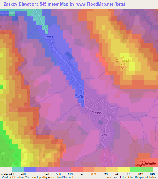Zaskov,Slovakia Elevation Map