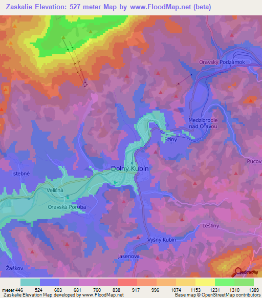 Zaskalie,Slovakia Elevation Map