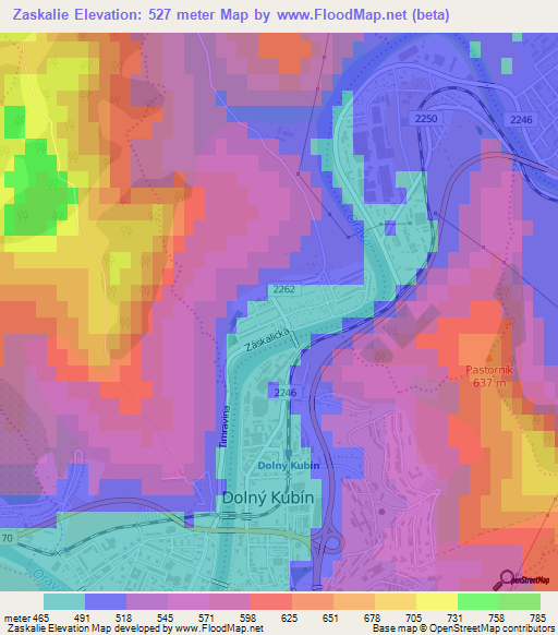 Zaskalie,Slovakia Elevation Map