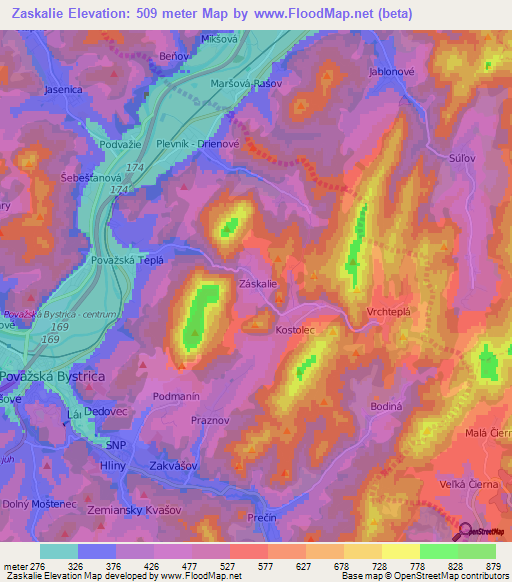 Zaskalie,Slovakia Elevation Map