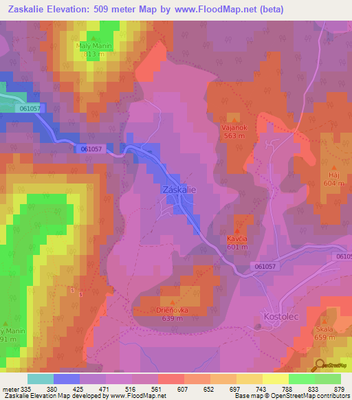 Zaskalie,Slovakia Elevation Map
