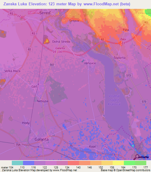 Zanska Luka,Slovakia Elevation Map