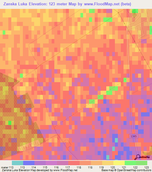 Zanska Luka,Slovakia Elevation Map