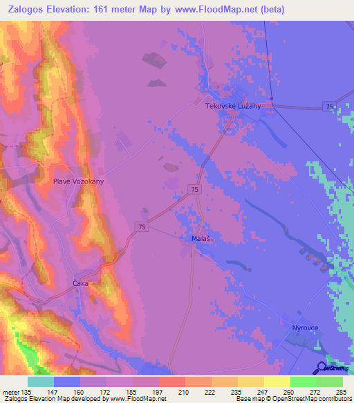 Zalogos,Slovakia Elevation Map