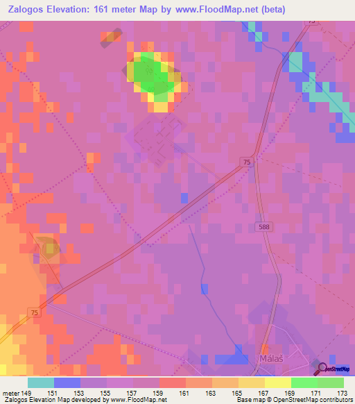 Zalogos,Slovakia Elevation Map