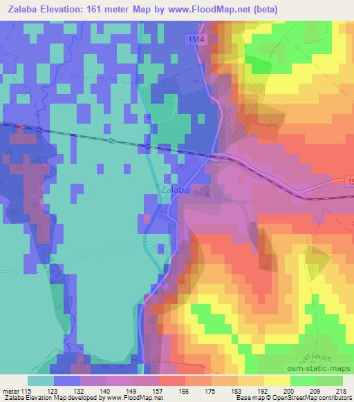 Zalaba,Slovakia Elevation Map