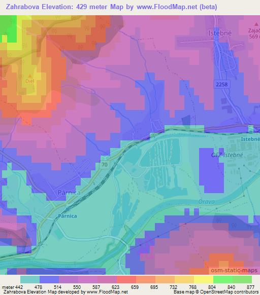 Zahrabova,Slovakia Elevation Map