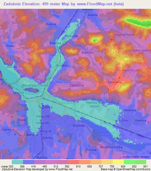 Zadubnie,Slovakia Elevation Map
