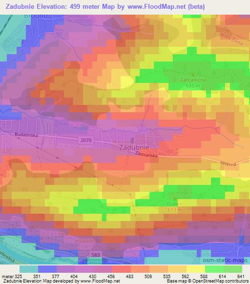 Zadubnie,Slovakia Elevation Map