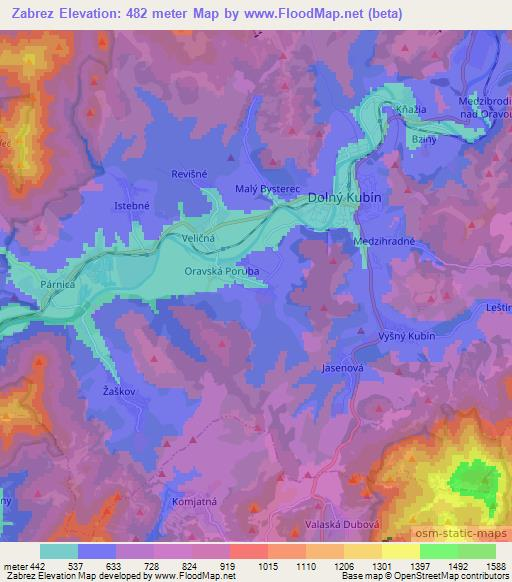 Zabrez,Slovakia Elevation Map