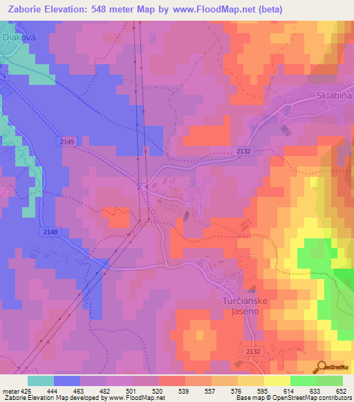 Zaborie,Slovakia Elevation Map