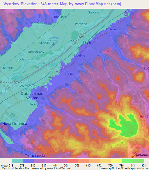 Vystrkov,Slovakia Elevation Map