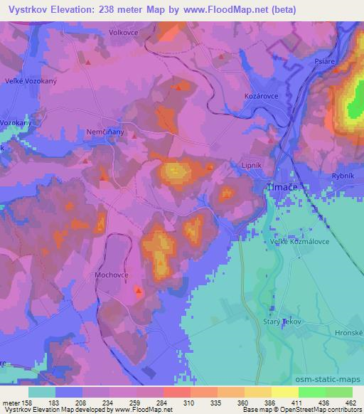 Vystrkov,Slovakia Elevation Map
