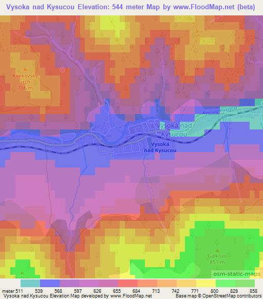 Vysoka nad Kysucou,Slovakia Elevation Map