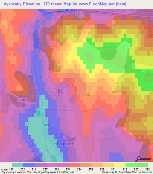 Vysocany,Slovakia Elevation Map