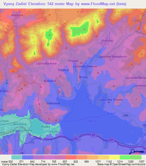 Vysny Zadiel,Slovakia Elevation Map