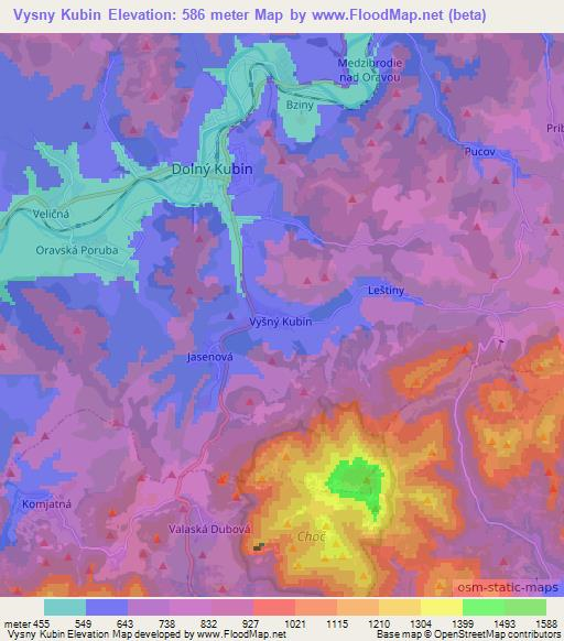 Vysny Kubin,Slovakia Elevation Map