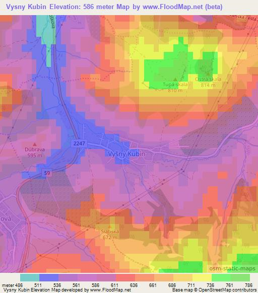 Vysny Kubin,Slovakia Elevation Map