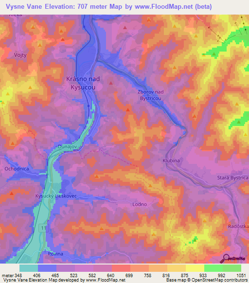 Vysne Vane,Slovakia Elevation Map