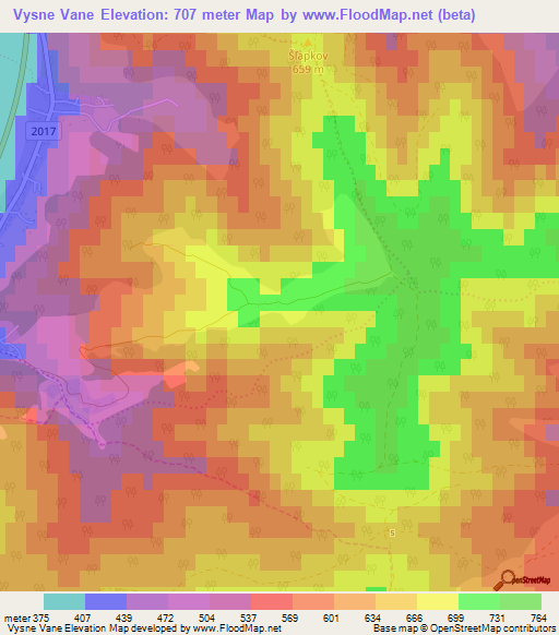 Vysne Vane,Slovakia Elevation Map