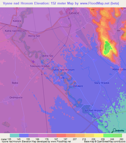 Vysne nad Hronom,Slovakia Elevation Map