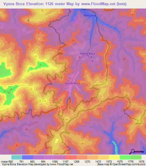 Vysna Boca,Slovakia Elevation Map