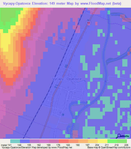 Vycapy-Opatovce,Slovakia Elevation Map