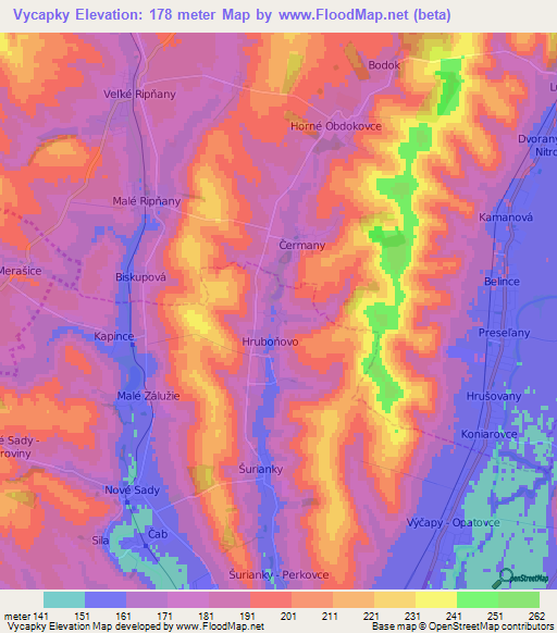 Vycapky,Slovakia Elevation Map