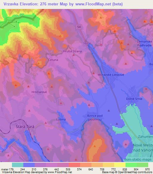 Vrzavka,Slovakia Elevation Map