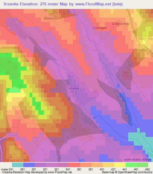 Vrzavka,Slovakia Elevation Map