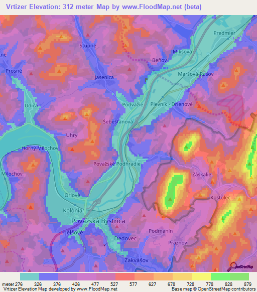 Vrtizer,Slovakia Elevation Map