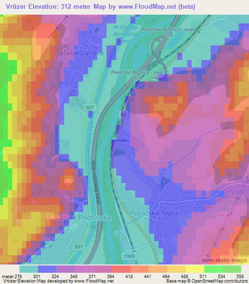 Vrtizer,Slovakia Elevation Map