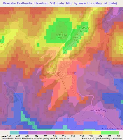 Vrsatske Podhradie,Slovakia Elevation Map