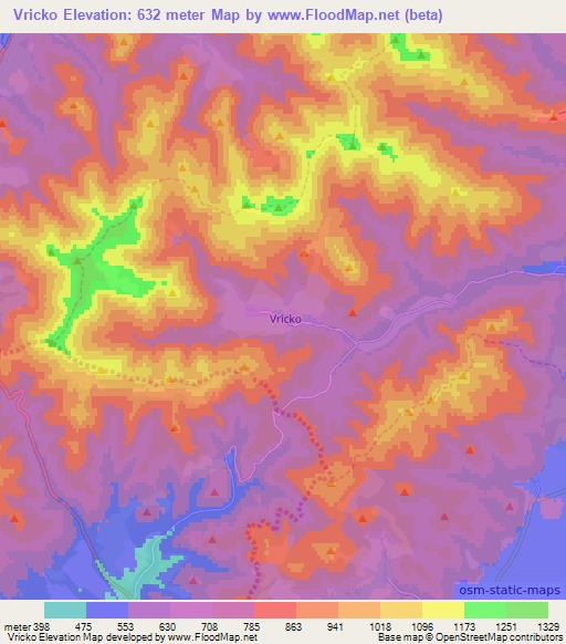 Vricko,Slovakia Elevation Map