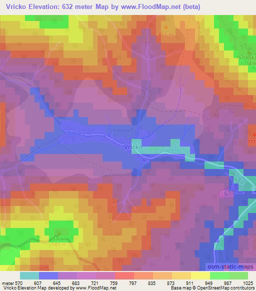 Vricko,Slovakia Elevation Map