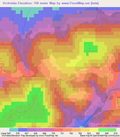 Vrchrieka,Slovakia Elevation Map