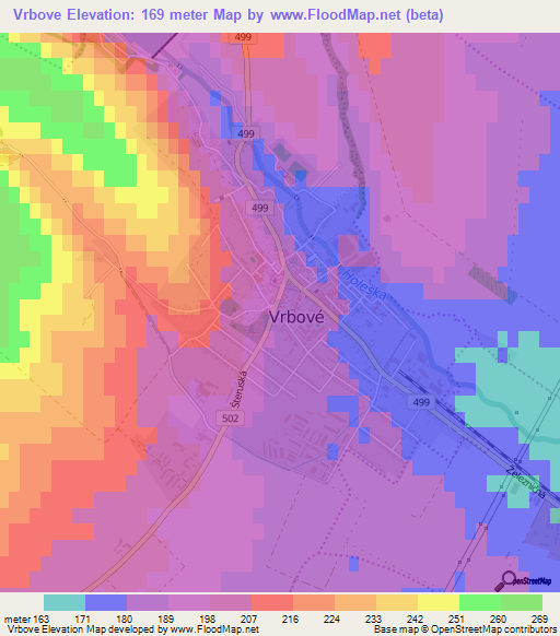 Vrbove,Slovakia Elevation Map