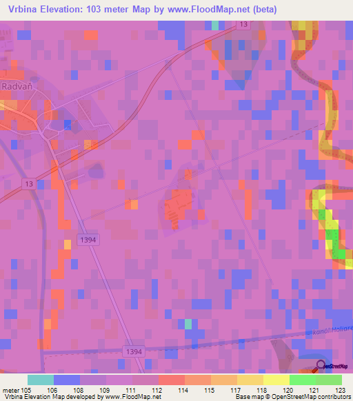 Vrbina,Slovakia Elevation Map