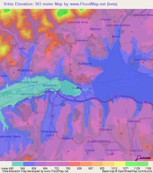 Vrbie,Slovakia Elevation Map