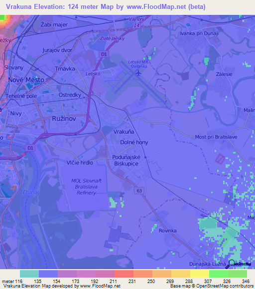 Vrakuna,Slovakia Elevation Map