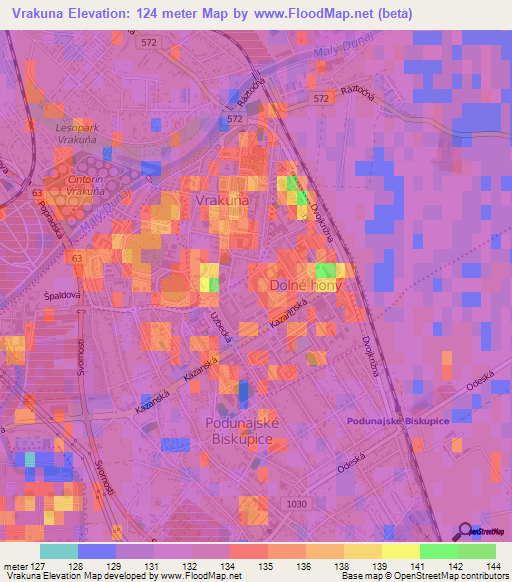 Vrakuna,Slovakia Elevation Map