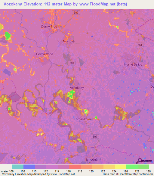 Vozokany,Slovakia Elevation Map